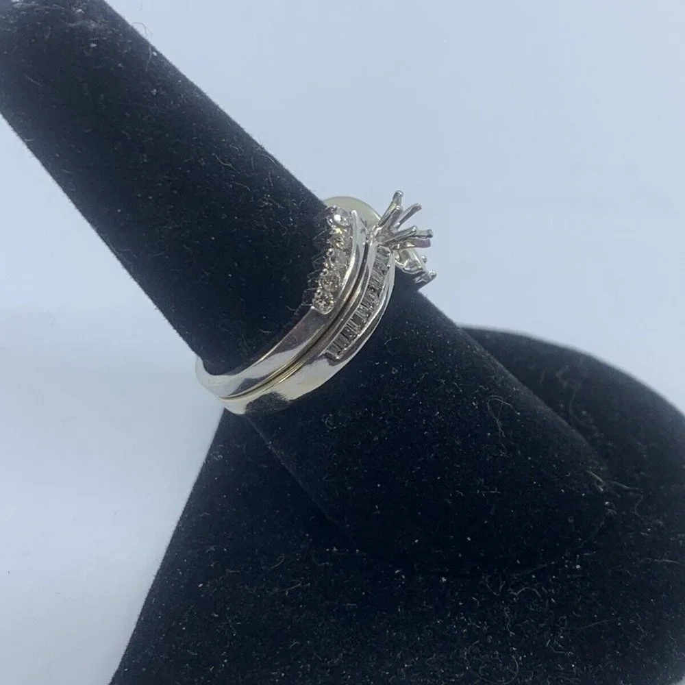 14k White Gold Diamond Bridal Set ****NO CENTER STONE*** Size 7 - Picture 3 of 10